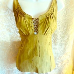 RARE GUCCI Suede Leather lace up corset  top Sz42